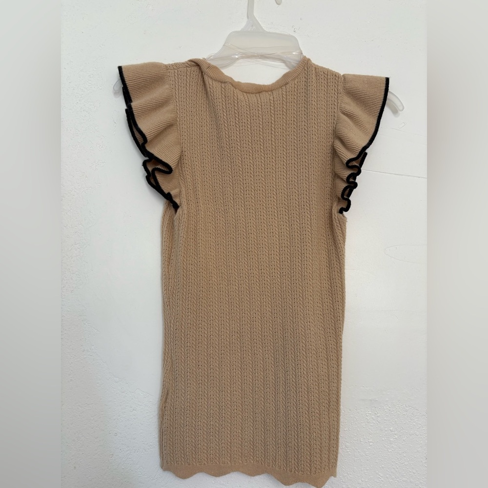 Elegant Tan Ruffle Sleeve Top